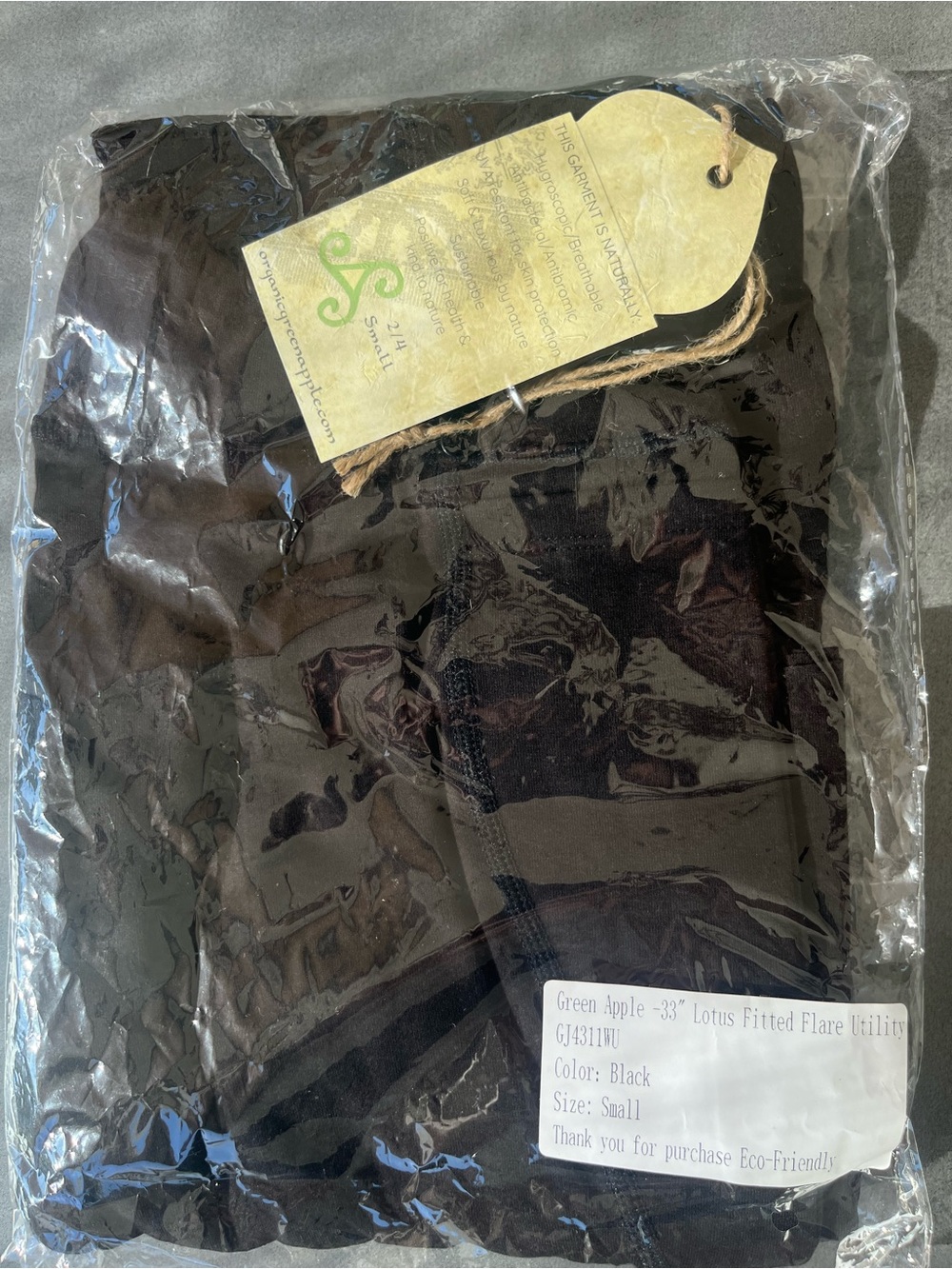 Green Apple Active Organic Cotton Bamboo Pocket Flare Legging Black Small NWT - Picture 6 of 6